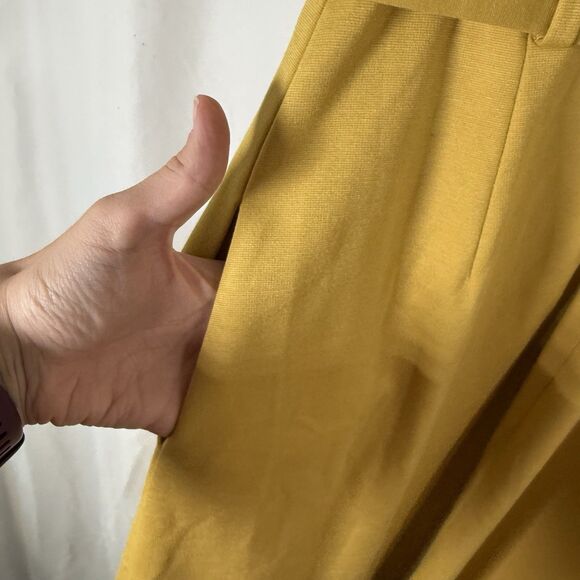 Banana Republic Midi Dress Women's 8 Yellow Sleeveless Belted Pockets Zip Back - Picture 12 of 13